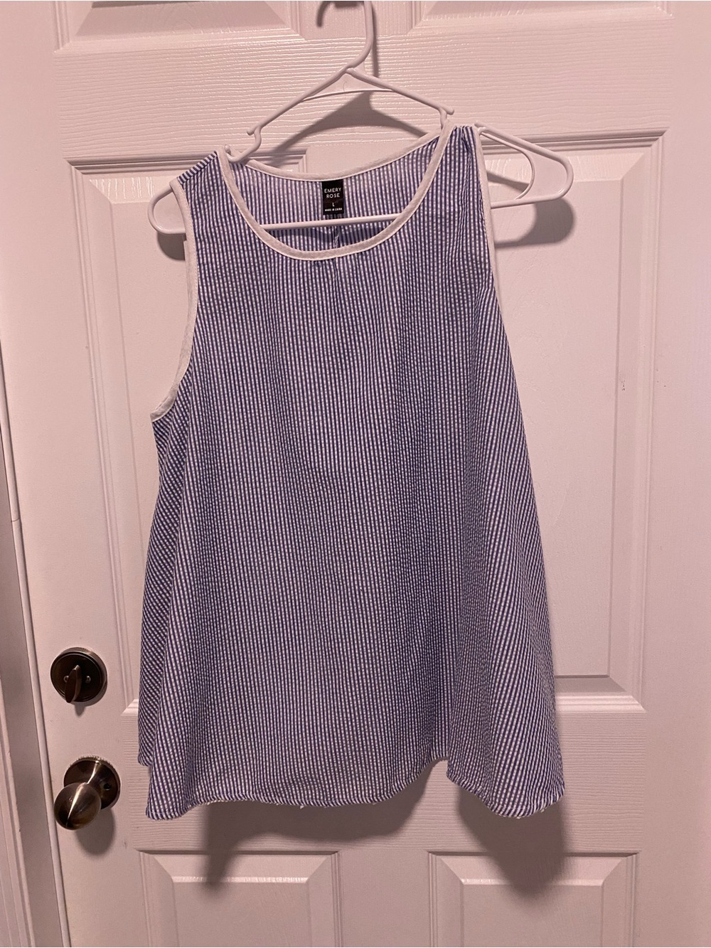 Emily Rose Blue and White Striped Tank Top